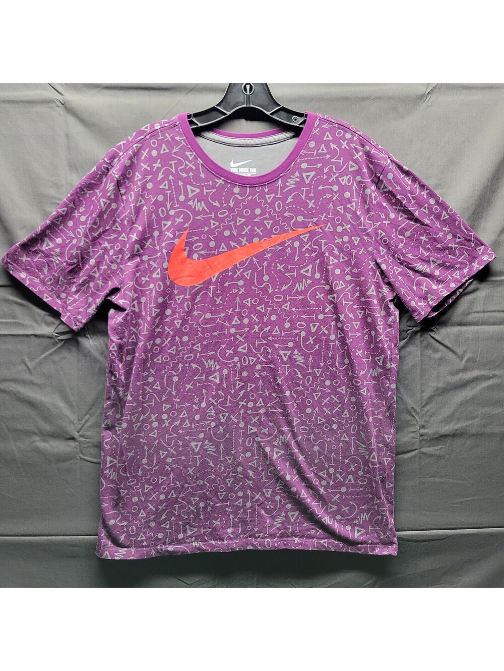 Nike Purple 'Playbook' Pattern Football W/ Logo Size Large T-Shirt Dri-Fit